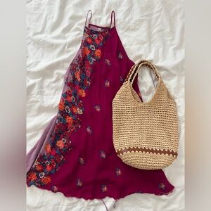 Free People It's a Cinch Magenta‎ Floral Print Dress